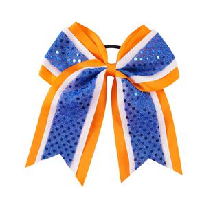 啦啦队头饰拉拉蝴蝶结专业比赛亮片头花发饰韩版健美操舞蹈表演