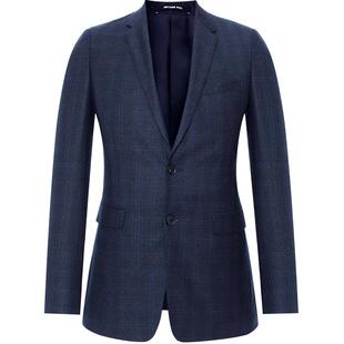 诺丁山纯羊毛男士西装外套蓝色修身时尚商务暗格纹正装NA7902