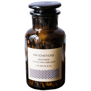香薰蜡烛专用火柴瓶装老式复古药剂瓶加长火柴棍创意艺术黑头火材