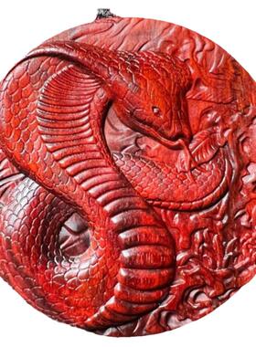 印度小叶紫檀蛇牌吊坠红木蛇挂件属蛇木质蛇项链男女本命年木雕蛇