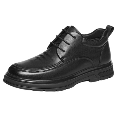 红蜻蜓真皮加绒保暖高帮休闲皮鞋