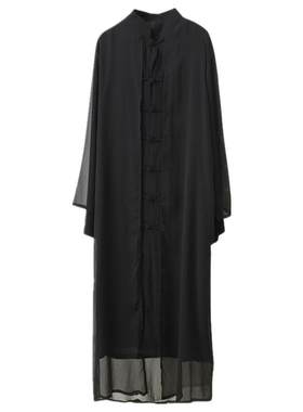 飘逸透气纯色假两件古风男装汉服