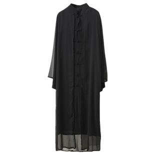 汉服男仙气飘逸薄长衫中式透气纯色中国风棉麻假两件古风男装春秋