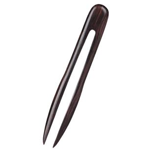 追师u型发簪女双钗古风黑檀木簪子新中式日常简约木质盘发钗木簪