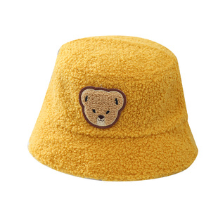 秋冬季宝宝帽子卡通小熊男童女童渔夫帽儿童水桶帽小孩盆帽保暖帽