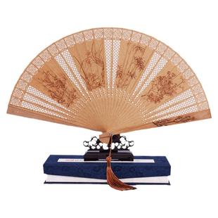 王星记檀香扇缅香扇中国风折扇女扇古风工艺香木扇古典折叠礼品扇