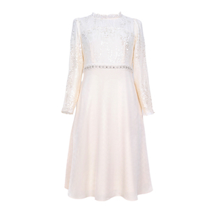 轻奢法式大码女装2026春季新款胖MM高级感洋气手作亮片连衣裙显瘦