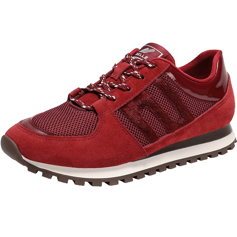 明星同款百丽新年限定系列榴光溢彩红色阿甘德训鞋休闲鞋3SJB9AM5