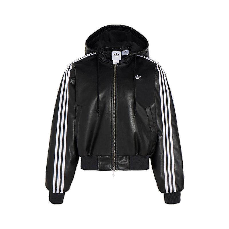 Adidas阿迪达斯三叶草女装2025冬季新款W PLEATHER JKT夹克KU6857