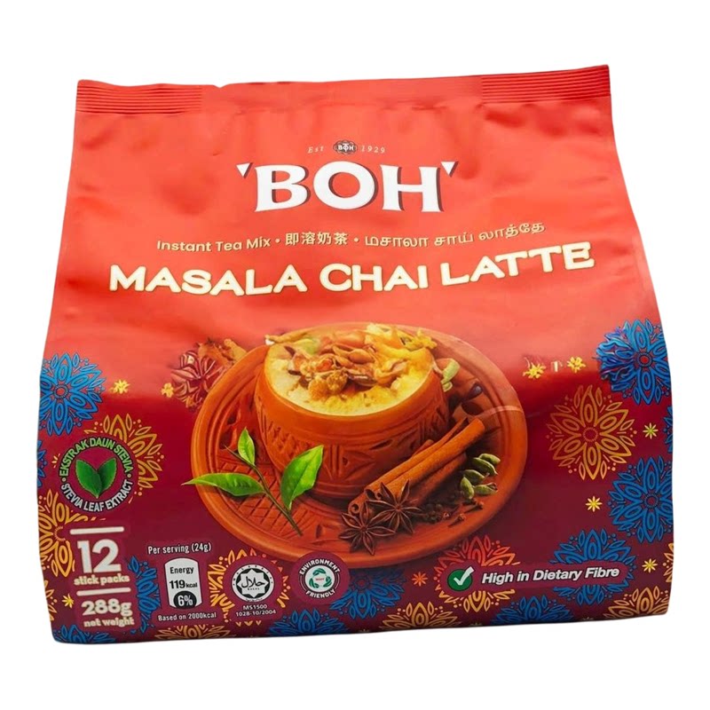 BOH 印度传统马萨拉香料拉茶12x24g办公室下午茶冲泡饮品暖心舒胃