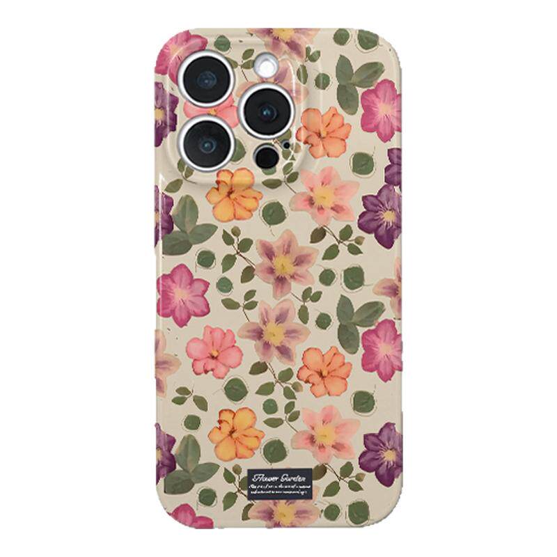 绿粉紫花朵适用苹果17pro手机壳iPhone15promax菲林14p13pm12x/xr/xs三星S24ultra23plus一加ACE3V5保护7套8