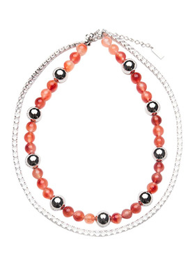 SeiCarinaY红粉宝石钢珠钻链项链