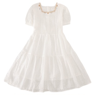 女童夏连衣裙海边法式高级感度假裙儿童洋气提花波西米亚风沙滩裙