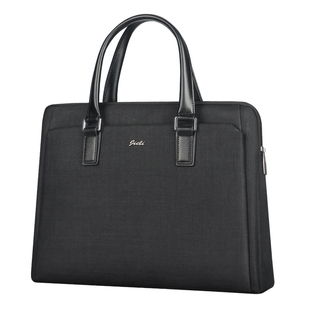 杰利A4手提文件袋帆布加厚会议资料袋公文袋档案袋文件包多层黑色商务单位开会专用收纳公文包定制印刷logo