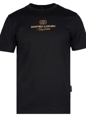 OUHTEU/欧度【棉】短袖T恤圆领黑色潮男合体版夏季2152