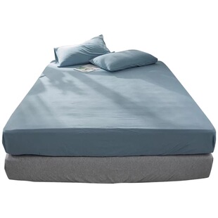 无印良品床笠单件针织棉 简约纯棉床单素色 天竺棉双人床罩单品