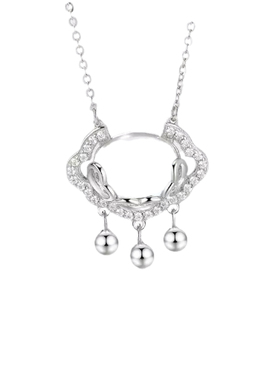 祥云平安如意锁项链白玉髓吊坠