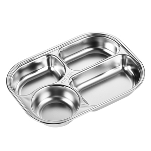 德国品质抗菌款316L不锈钢餐盘家用防摔儿童宝宝餐盘幼儿园饭盘