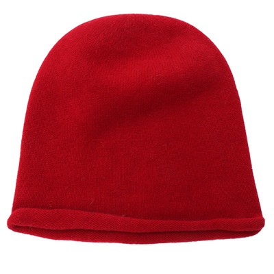 绵羊毛显脸小微卷边多色针织帽