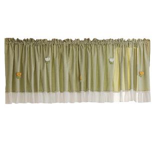 厨房蕾丝短帘半帘窗帘法式纱帘短款韩式免打孔飘窗遮挡透光不透人