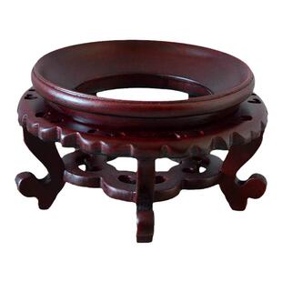 实木托圆形凹槽高脚大葫芦底座蛋托水晶球摆件仿红木实木底座摆件