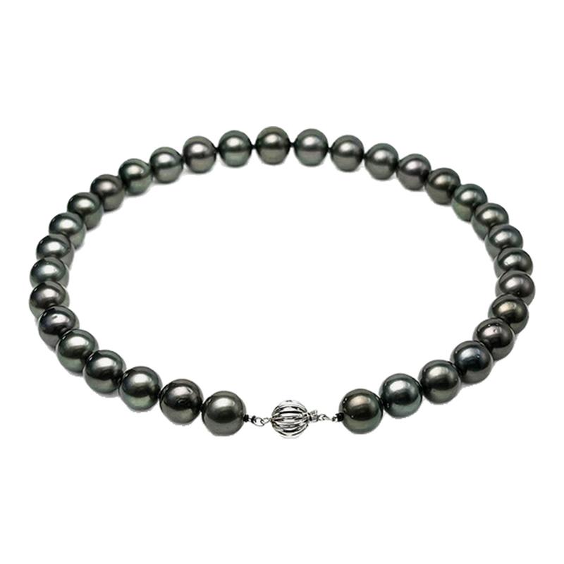 珍珠皇后 极光孔雀大溪地珍珠项链12-15mm正圆少瑕 附真科研大证