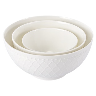 玛戈隆特枫丹白露散件纯白浮雕骨瓷餐具家用饭碗盘子勺子新婚结婚