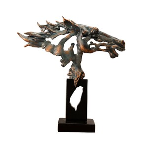 美式乡村马头雕塑客厅装饰摆件高级感轻奢高档电视柜酒柜样板房