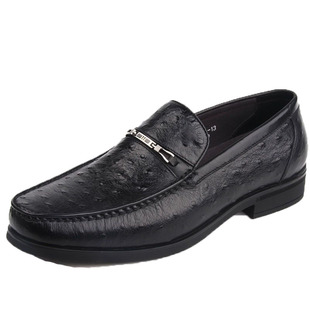 撤柜清仓男鞋真皮商务休闲套脚男士皮鞋透气鸵鸟纹舒适耐磨单鞋潮