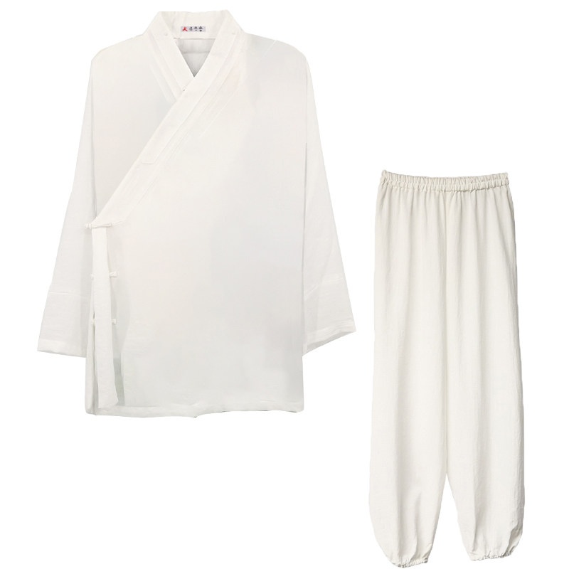 太极服夏季飘逸亚麻训练道袍