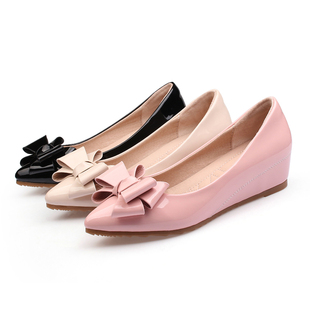 2026新品秋季尖头内增高四季浅口坡跟平底小码 32 33中跟淑女单鞋