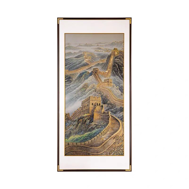 新中式黄铜錾刻九鱼图玄关挂画