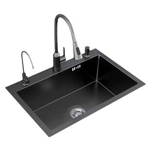 洗菜盆枪灰大单槽纳米304不锈钢水槽手工厨房台下盆洗碗池洗手池