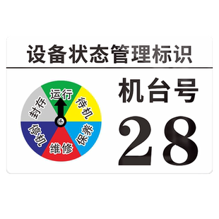 亚克力设备运行状态注塑机数号码提示牌软磁牌设备序号管理标志牌机台号带编号维检修警示提示牌运行状态