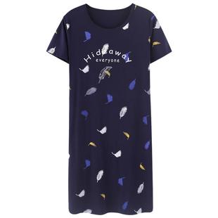 睡裙女夏季短袖纯棉宽松薄款睡衣可爱2024年新款大码200斤家居服