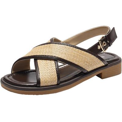 百丽编织休闲凉拖鞋女新款夏季交叉带沙滩罗马凉鞋B2651BL5