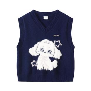植木儿童马甲2026春新款中大童做旧针织毛衣马甲男童马甲童装