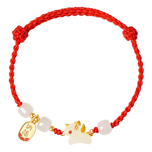 宫里上新马年本命年红绳手链女红色手绳好运小马编织绳生日礼物