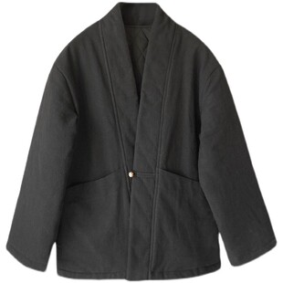 中式复古休闲男士秋冬棉服青年潮流纯色棉袍加厚宽松棉外套棉袄