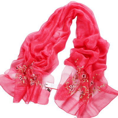 刺绣春秋冬时尚洋气风两用丝巾