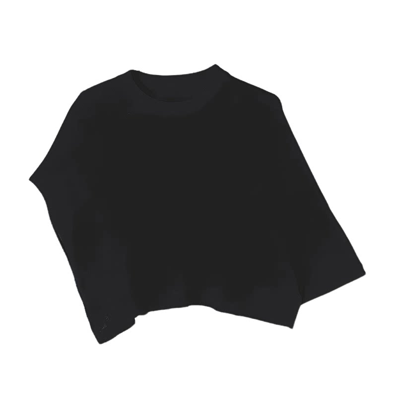 黑色不规则短款针织披肩遮肩显瘦