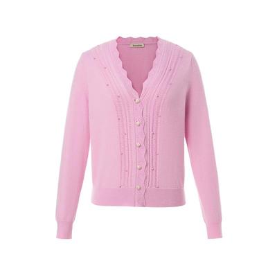 【星光针织】珂莱蒂尔2025年秋新款优雅气质V领绵羊毛针织开衫女