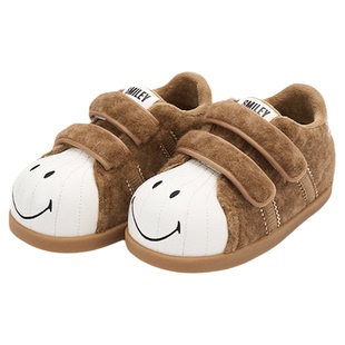 SMILEY笑脸小熊卡其厚底可爱秋冬加绒保暖增高丑萌大头面包板鞋子