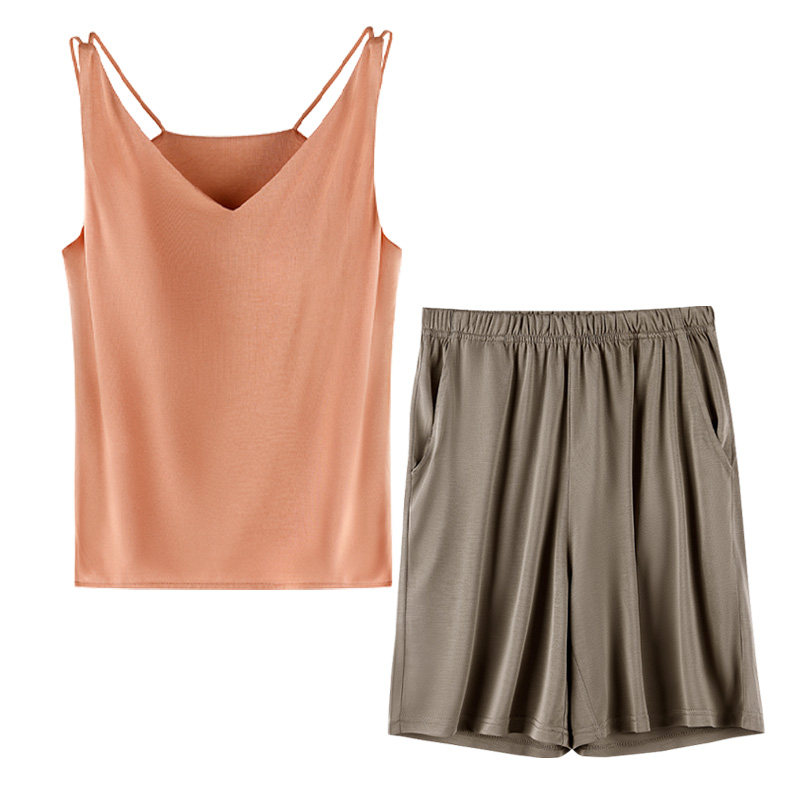 雅鹿吊带睡衣女家居服套装夏季