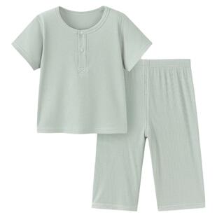 babylove宝宝家居服套装夏季清凉莫代尔短袖t恤裤子男女童空调服