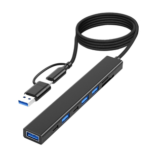 长线usb接口扩展器全功能typec拓展坞电脑usb插头多口扩展坞笔记本转换器鼠标键盘分线器tf/sd存储卡转接头