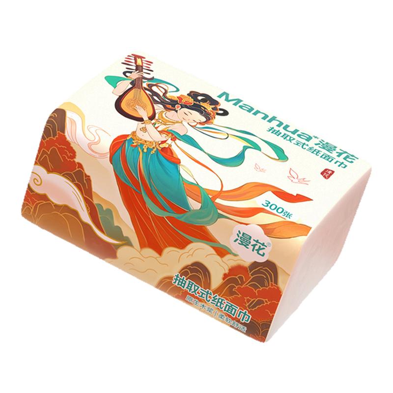 漫花纸巾原生木浆卫生纸抽
