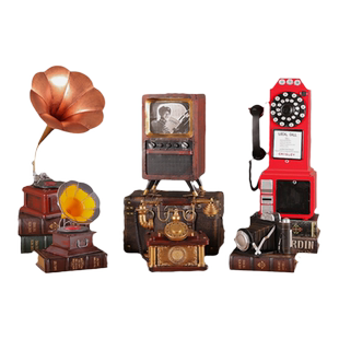 复古摆件老式电视机收音机留声机电话机照相机模型道具怀旧老物件