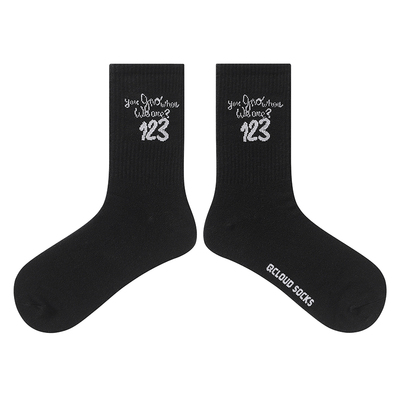 透气男女同款棉字母数字中筒袜潮