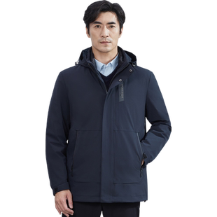 红都冬装新款男装羽绒服可拆卸帽休闲可拆内胆男士羽绒服外套